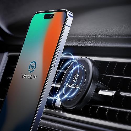 WixGear Universal Air Vent Magnetic Phone Car Mount Holder with Fast Swift-Snap Technology for Smartphones and Mini Tablets, Black 1 Pack