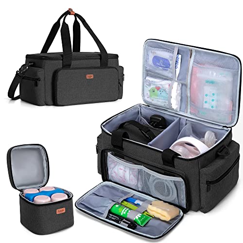 Image of Luxja Breast Pump Bag with Cooler Bag Compatible with Spectra S1 and S2, Pumping Bag for Breast Pump and Extra Parts (Suitable for Home, Work or Travel Use), Black