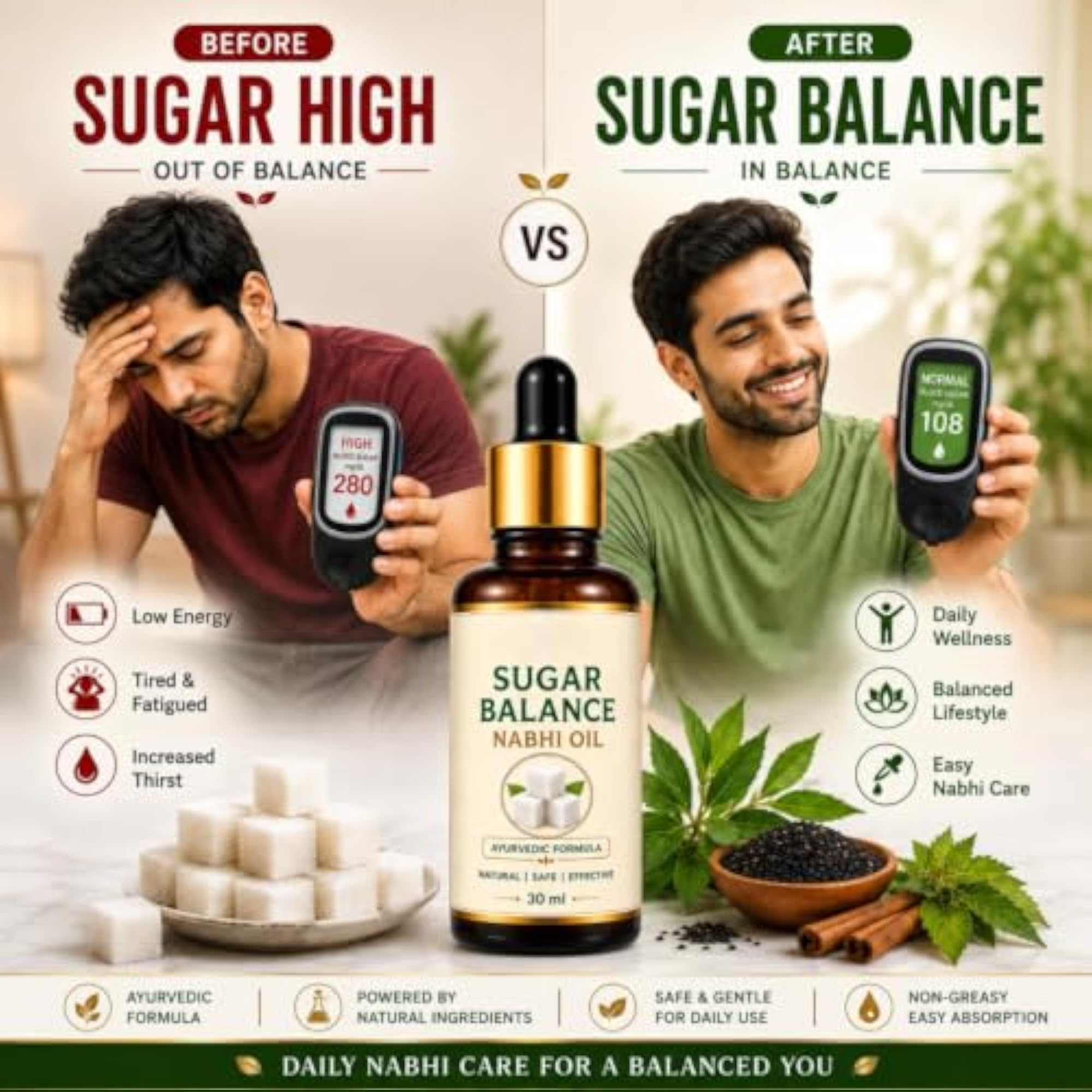 Nabhi Oil for Blood Sugar Support, Herbal Blend