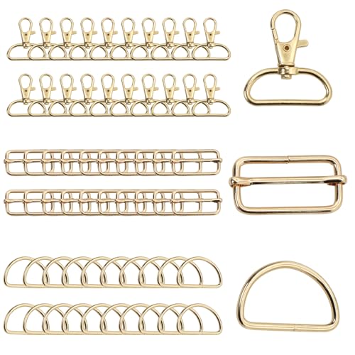 Yuaerbuo 60PCS Mousqueton Sac a Main, Mousqueton Pivotant a Main 32mm, Boucle Sac, Couture Accessoires Mercerie, Boucle à Anneau en D en MéTal, Boucles...