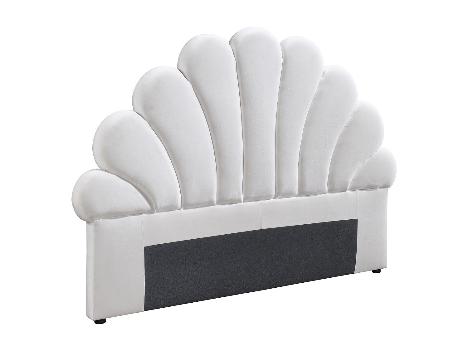 Vente-unique - Tête de lit Coquillage - 160 cm - Velours - Blanc - Moana