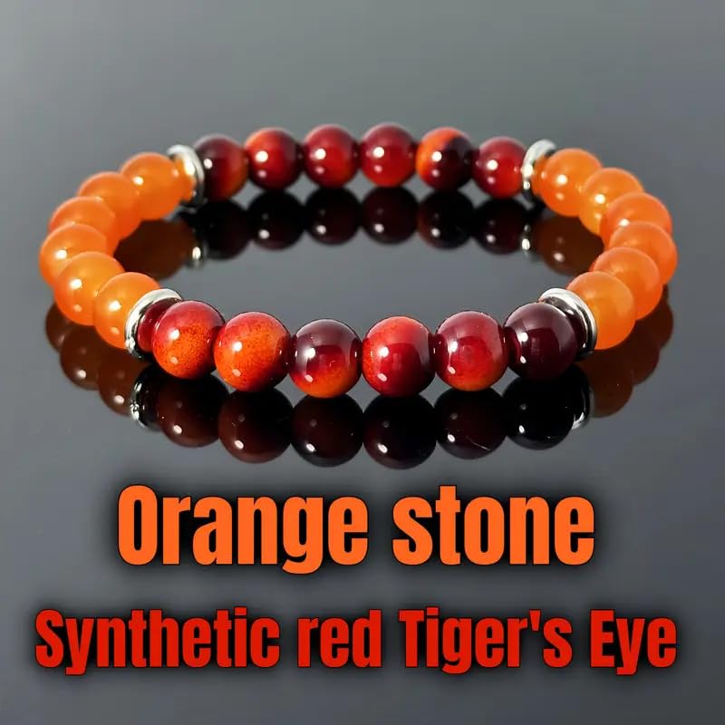 Pulsera de Ojo de Tigre para Hombre con Piedra Naranja miniatura 4