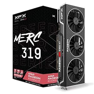 XFX Speedster MERC319 RX 6950XT Black Gaming Graphics Card with 16GB GDDR6 HDMI 3xDP, AMD RDNA 2 – RX-695XATBD9