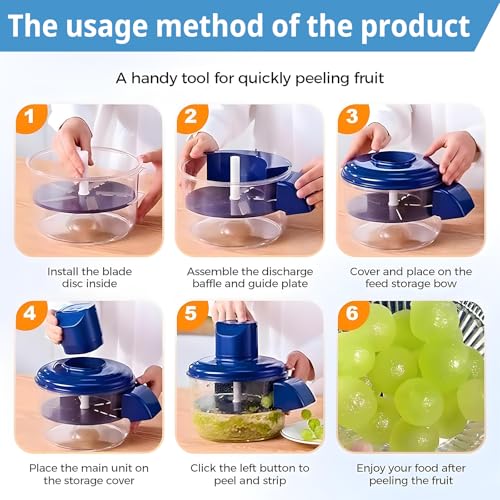 DSXVJHD Electric Grape Peeling Machine, Rechargeable Automatic Garlic Fruit Aid Peeler for Home Kitchen Use, Multifunctional Small Fruit Tomato Skin Remover Tool with 5 Stainless Steel Blades - Image 6