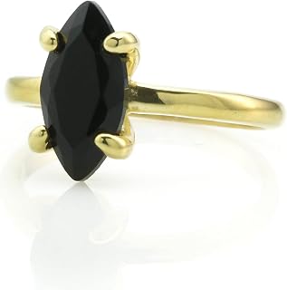 Anemone Marquise Black Onyx Ring - Stylish Handmade Rings, Everyday Rings, Gemstone Rings - Artisan Gold Engagement Rings, Promise Rings, Gifts for Her - With Gift Box