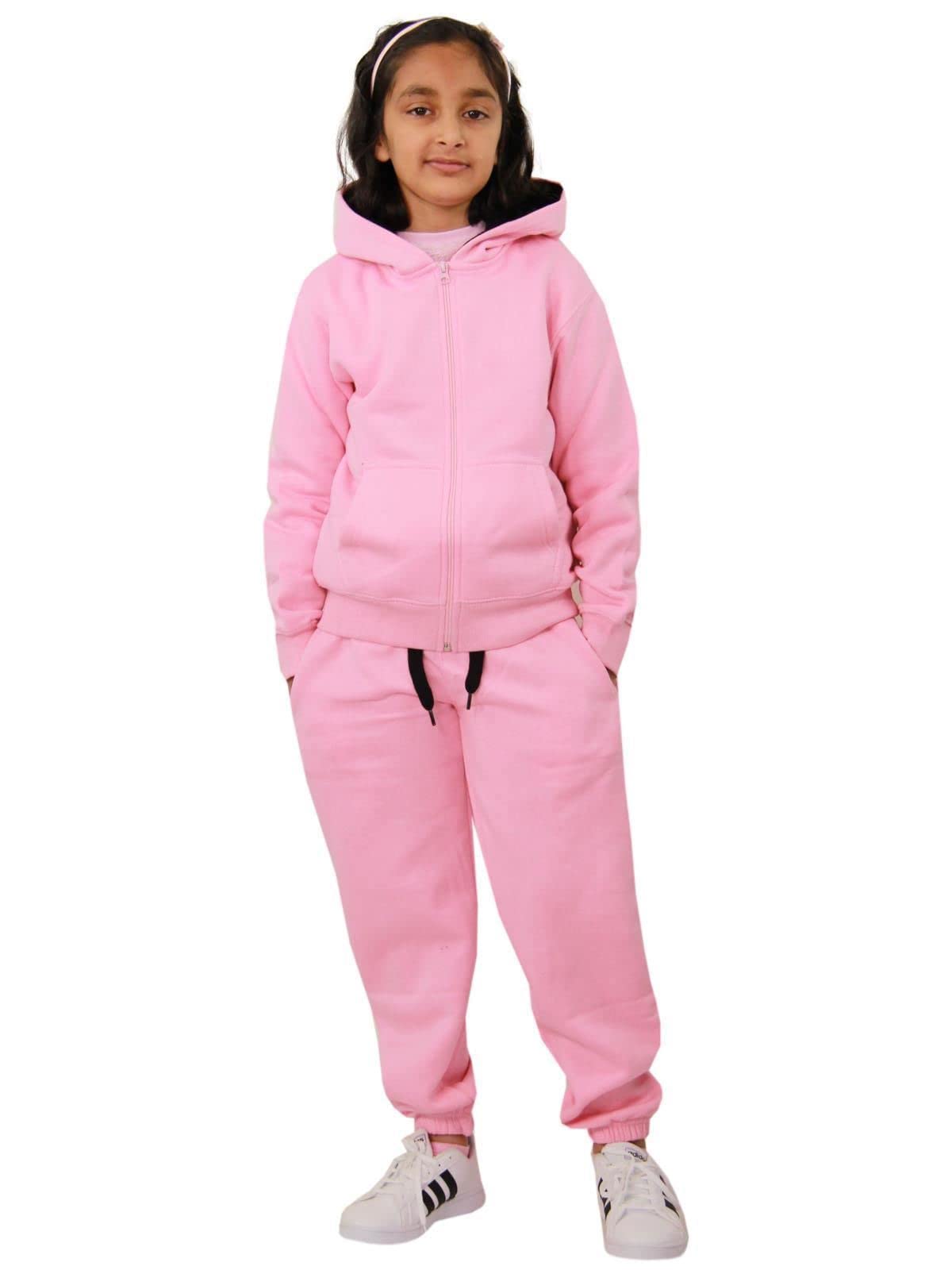 A2Z 4 Kids Plain Tracksuit Contrast - T.S Contrast Trim Baby Pink Black 7-8.