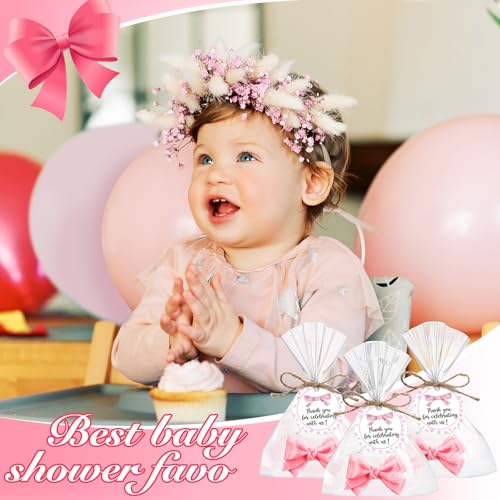 demissle 40 sets coquette bow baby shower favors soap party favors for guests return gifts bulk cute soaps with bags twines thanks tags for birthday party decorations girl gender revealpink
