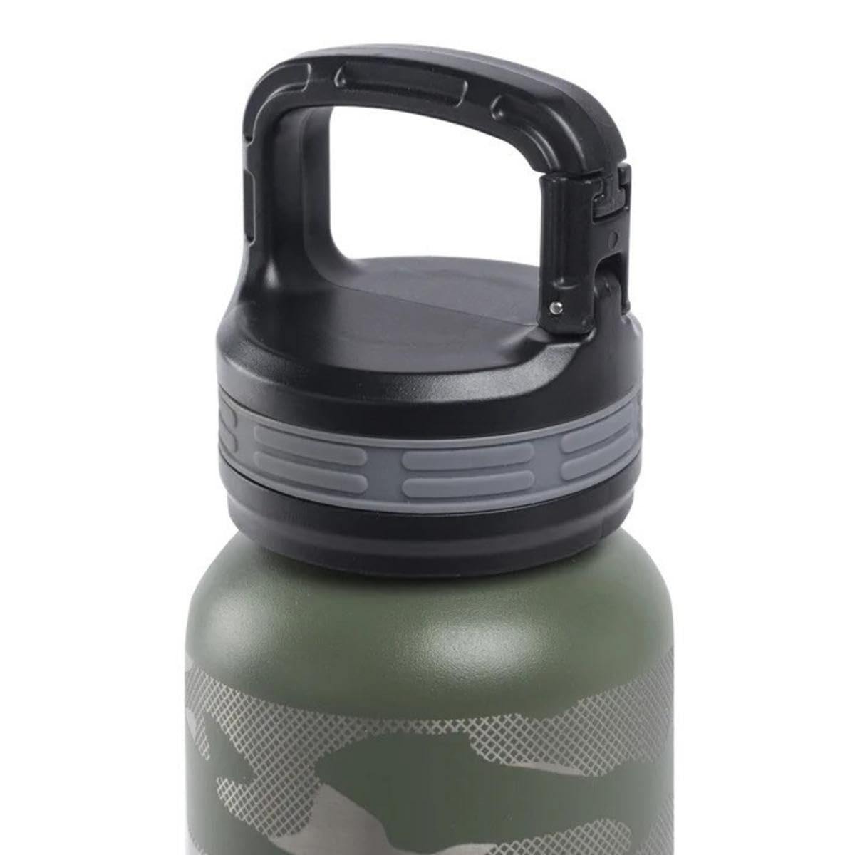 Beretta Trinkflasche 475 ml Edelstahl Camo mit Karabiner Haken (Camo, Grün)