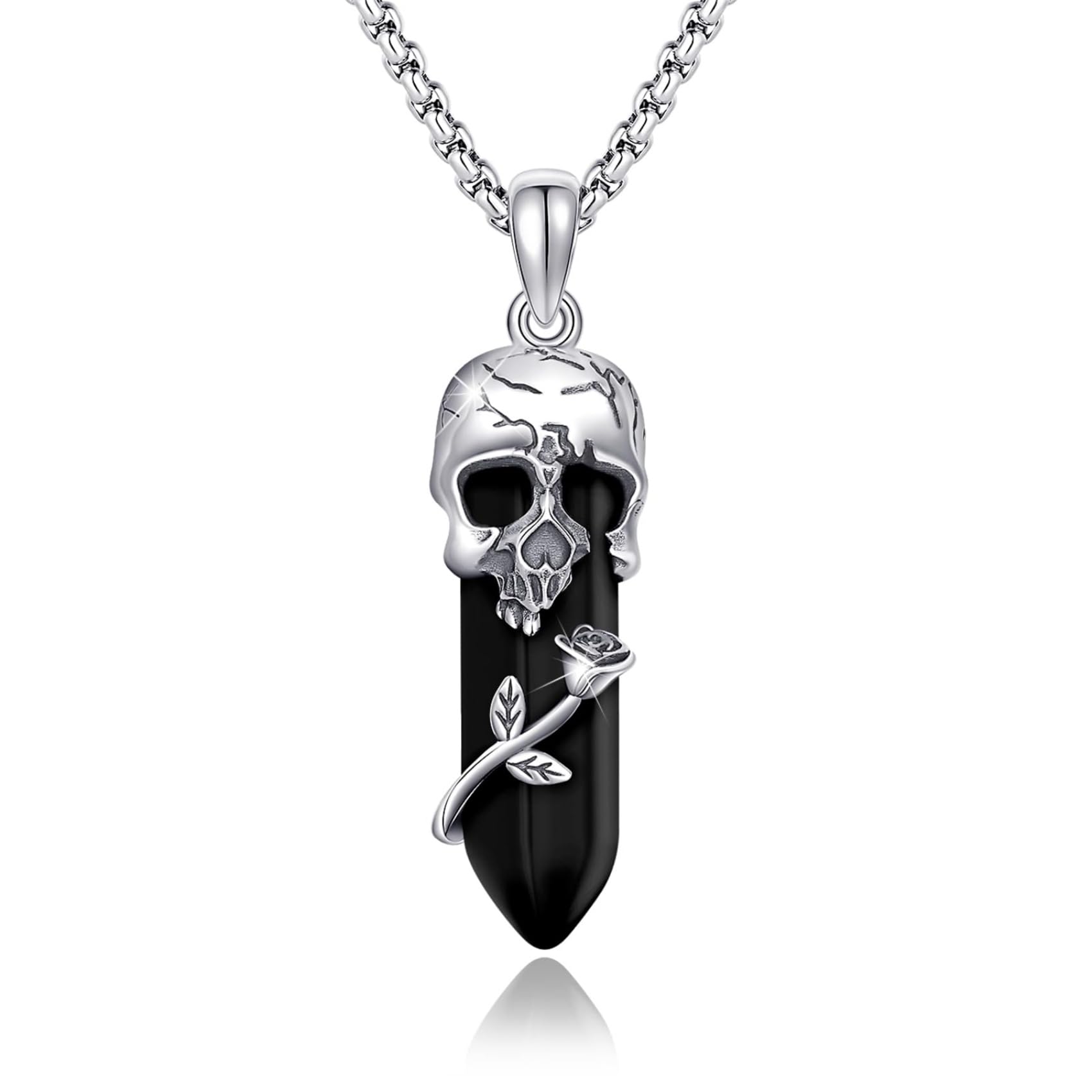 TRISHULA Gothic Schmuck Sterling Silber Schädel Rose Schläger Schmetterling Pilz Adler Scorpion Herz Anhänger Hexe Halskette Gothic Geschenke für Damen Herren