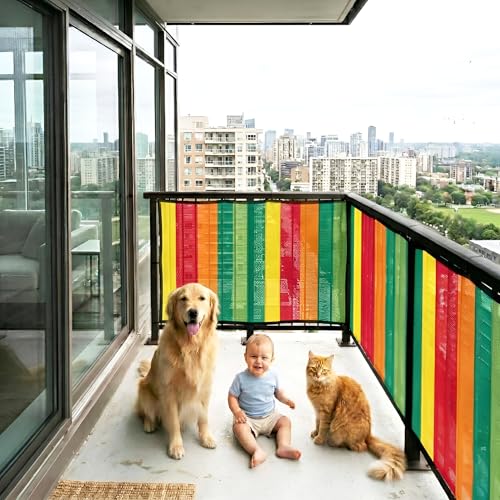 Image of RED WIND Baby Safety Net with Reinforced Edges | 4.5 x 20 Ft | Multicolor | HDPE | 90% Shade UV Resistant Baby, Pet Safety Net for Balcony, Staircase, Railings