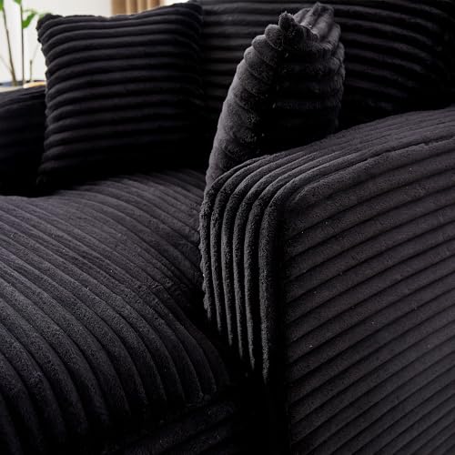 Image of KEIKI 65.4 inch Indoor Single Chaise Sofa, Corduroy Upholstered Lounger, Comfy Reading Chaise for Bedroom, Apartment, or Studio