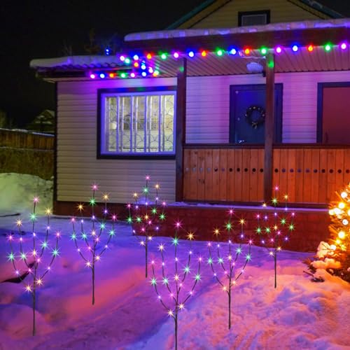 Vanthylit SZD6-S12V60M7 Pre-Lit 3Pk Christmas Twig Branches Pathway Lights With 30'' 60 Led Multi Color Bulbs Waterproof Plug In Brown Willow Branch Lights For Outdoor And Indoor Decor thumb #7