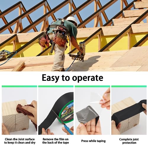 Image of Joist Tape,2 inch X 50' Butyl Deck Joist Tape,Waterproof Joist Tape for Decking,Deck Joist Flashing Tape for Deck Joists,Wood Beams Building Joists(16 Rolls)