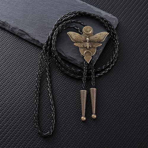 Image of Btilasif Bolo Tie for Men Women, Western Cowboy Bolo Tie, Skull Butterfly Necklace Neckties, Cowboy Accessories Western Gifts for Men Women, Bronze
