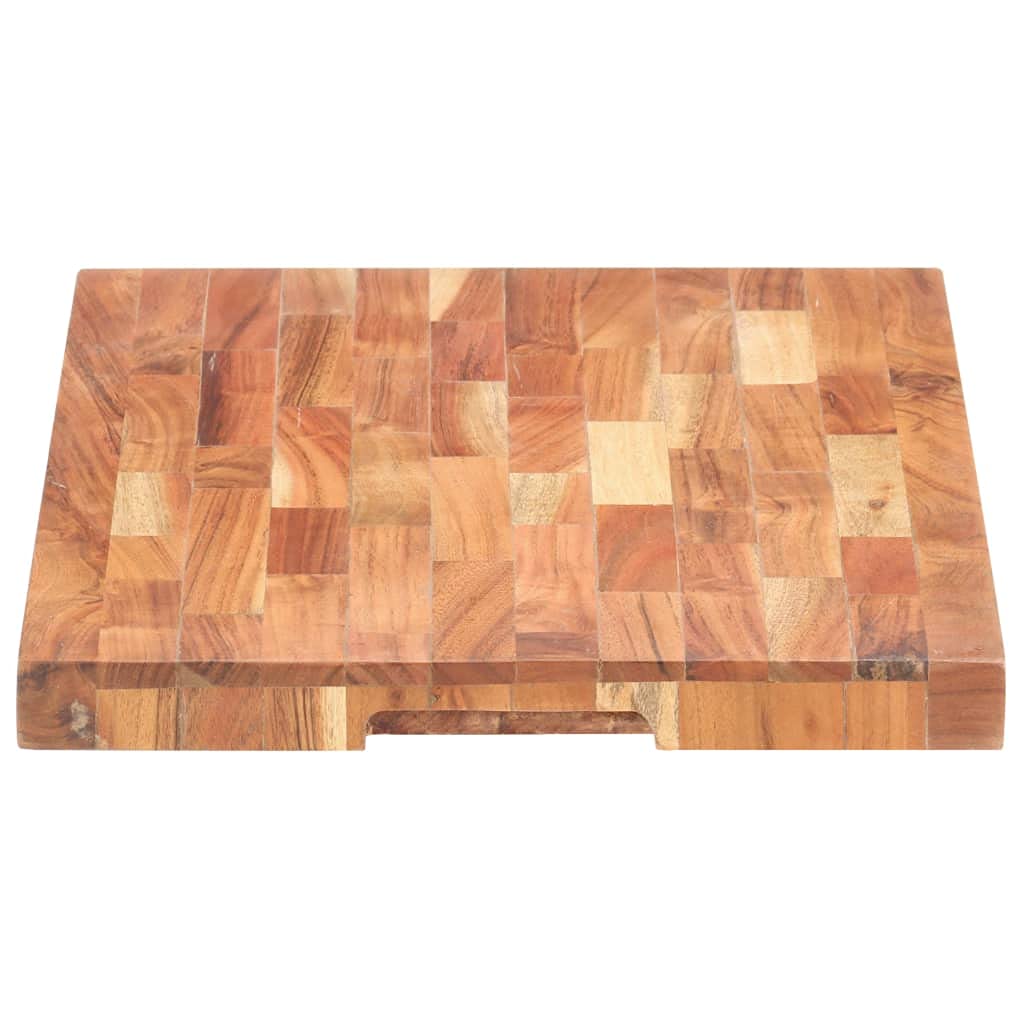 Bloque de madera maciza de acacia, 50 x 35 x 4 cm, tabla de cortar, tabla de cortar, tabla de servir con ranura para zumo para cocina, barbacoa y encimera