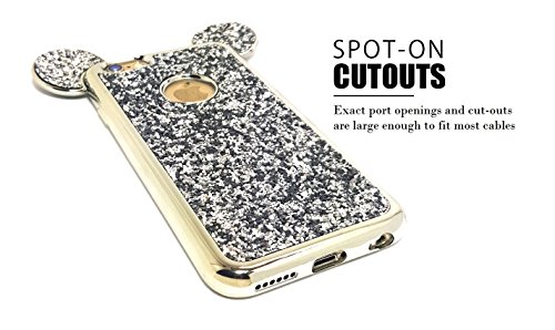 Accessoryhappy® Glitter Mickey Ears Case, Luxury Protective Tpu Bling Crystal Rhinestone Sparkle Glitter Diamond Case Cover Compatible With Iphone 6 & Iphone 6S [4.7"] (Glitter Ears Silver) #TOP2