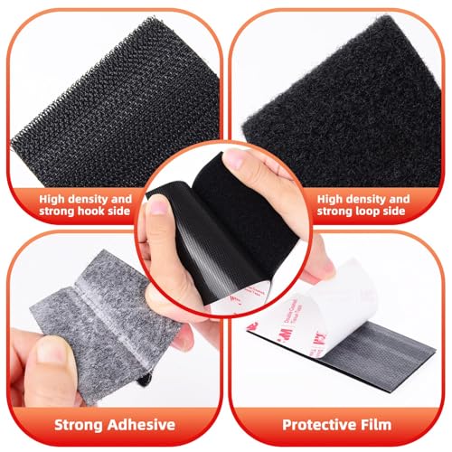 Image of Hook and Loop Tape (1inx4in), Heavy Duty Adhesion Strip, Slef Adhesive Interlocking Tape, Back Adhesive Mounting Strips, Reclosable Sticky Back Interlocking Nylon Picture Hanging Strips