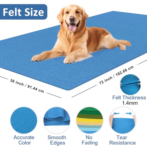 Image of XSEINO Sky Blue Large Felt Fabric 72 inch X 36 inch(2 Square Yards), 1.4 mm Thick Soft Felt Fabric Sheet for Crafts, Blue Series Colors Soft Nonwoven Fabric, Fit for Decoration, Sewing, DIY Crafts