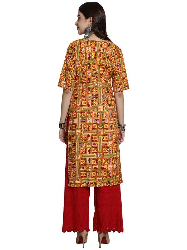 Image of 7Threads Kurti for Women|Kurti|Kurta|Kurta for Women|Crepe Kurti|Printed Kurta|Crepe Straight Kurti Kurti