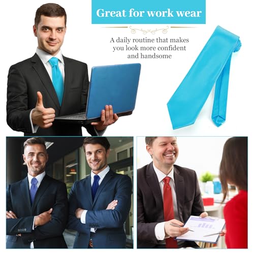 Image of Syhood 6 /12 /24 Pcs Men Ties Set Solid Satin Pure Color Business Formal Necktie Tie 57 inch for Men Occasion Wedding