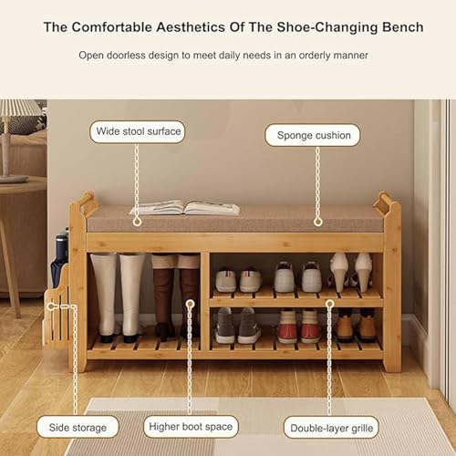 Banc de rangement pour chaussures avec coussin de siège pour petits espaces - 3