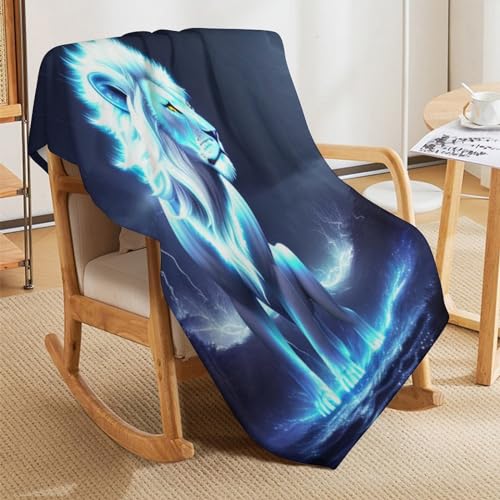 Couverture flannel lion douce, plaid canapé et linge de lit imprimé 3D