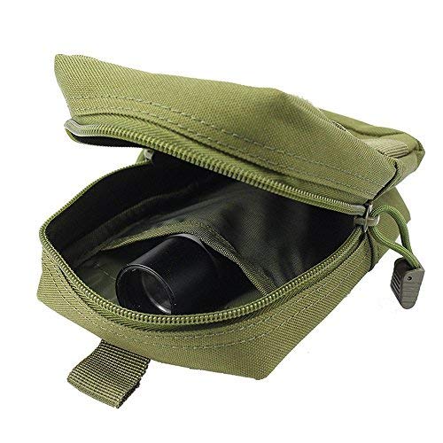 FUNANASUN MOLLE Pouches - 2 Pack Tactical Compact Pack Water-Resistant Utility EDC Pouch Small Black with US Flag Patch (Green)