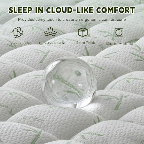 4 Inch Mattress Topper Memory Foam Cooling Bamboo Full Size - image 2