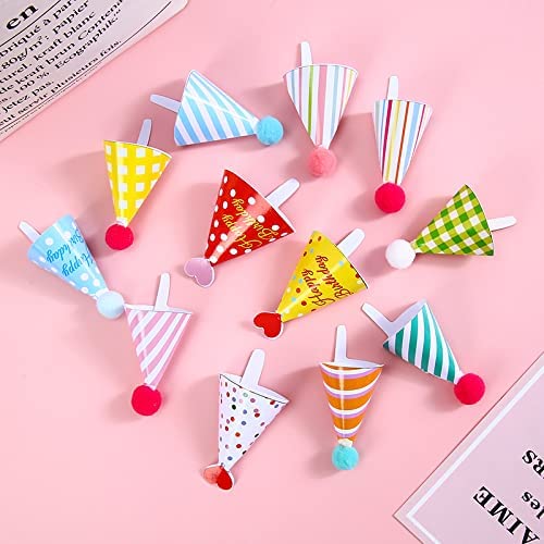 Set Of 116,Mini Birthday Hats Cake Toppers Mix Birthday Hats Cupcake Topper Pick Diy Cake Dessert Decoration For Baby Shower Cake Supplies #TOP1