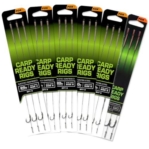 Carp Ready Rigs X3 Wide Gape Barbed FOX Carpe Laisse