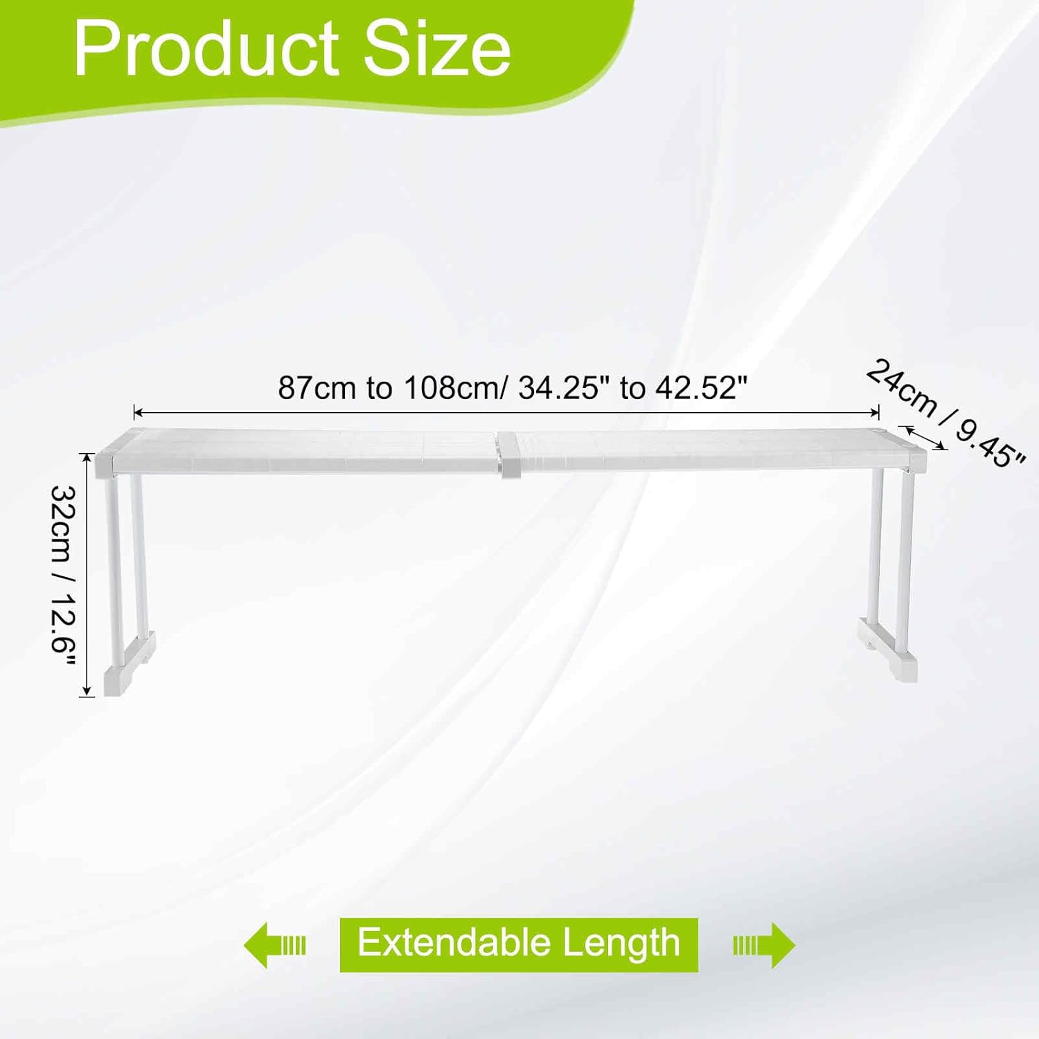 HARFINGTON Expandable Cabinet Tension Shelf 34.25" to 42.52" Adjustable Cabinet Organizer 32" x 9.45" Flower Pattern Table Storage Rack for Wardrobe Cupboard Kitchen Bedroom