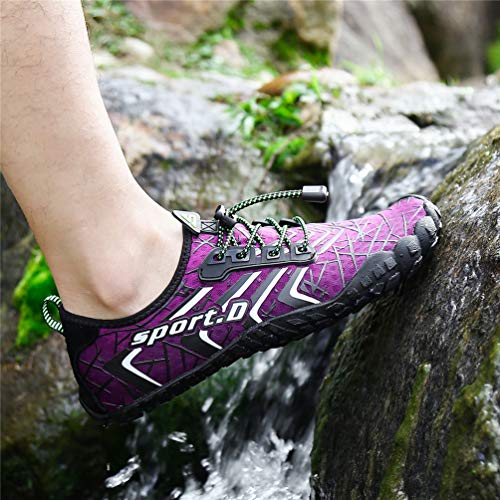 Image of UBFEN Water Shoes for Men Women Quick Dry Swim Aqua Socks | Lightweight Barefoot-style Fit, Rubber Sole, Hiking, Fishing, Kayaking, Beach, Pool, Boating, Diving And Water-to-land Wear