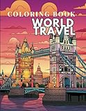 world travel coloring book: healing art