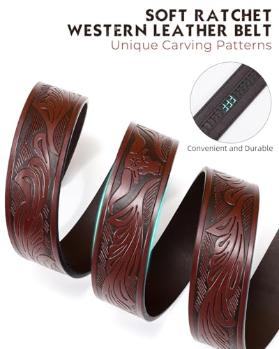Mens Ratchet Western Belt Leather Cowboy Belts for Men with Automatic Western Buckle Belt for Jeans Christmas Gifts3