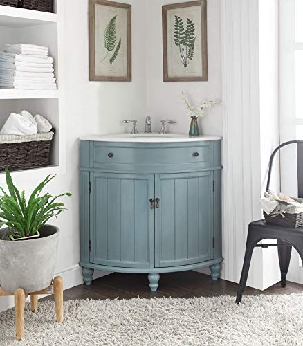 Benton Collection 24” Vintage Light Blue Cottage Style Thomasville Bathroom Sink Vanity Model # Gd-47544Bu #TOP2