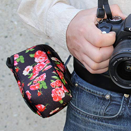 Usa Gear Dslr Camera Sleeve (Floral) With Neoprene Protection, Holster Belt Loop And Accessory Storage - Compatible With Canon Eos Rebel T7, T8, Sl3, R7, Nikon D3400, Pentax K-70 And Many More #TOP4