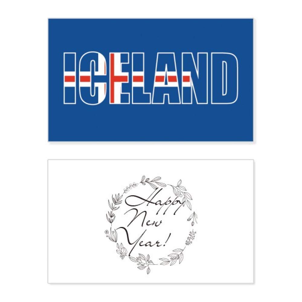 Tarjeta de Año Nuevo con bandera de Islandia para decorar tu hogar y enviar deseos globales 5