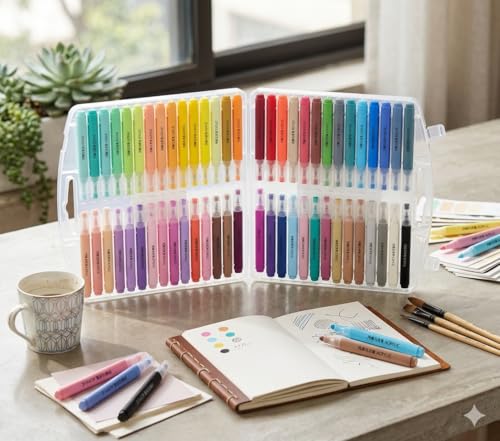 Image of Shopiable Store Acrylic Paint Marker Set - Waterproof, Quick Dry, Multi-Surface (Canvas, Glass, Wood, Rock) - Fine Tip 3.5mm - Non-Toxic Art Markers for Kids & Adults (60)
