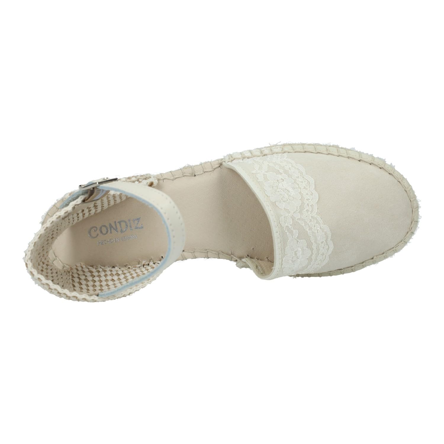 233 Esparteñas de Piel en Color Beige para niñas, esparteñas de comunión Hechas en España, con Encajes al Frente NIÑA Zapato COMUNIÓN