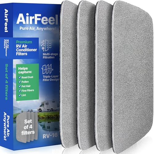 Premium RV AC Filter Replacement - Triple-Stage Air Filters for Coleman Mach RV Air Conditioner - 6x16 5 AC Filters for Camper Motorhome Travel Trailer RV Fifth Wheel Must Haves Parts - 4 Filters