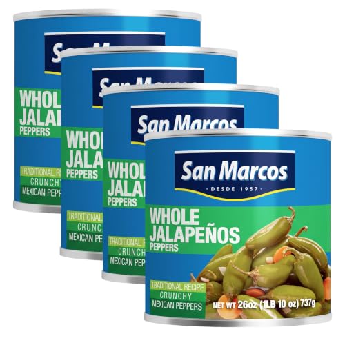 San Marcos Whole Jalapeno Peppers, 26 Ounce (Pack of 4)