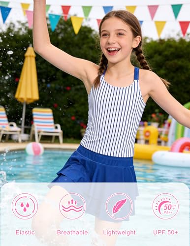 Image of ALISISTER Girls Tankini Swimsuit Two Piece Bathing Suits Summer Beach Swimwear with Shorts for 7-12 Years