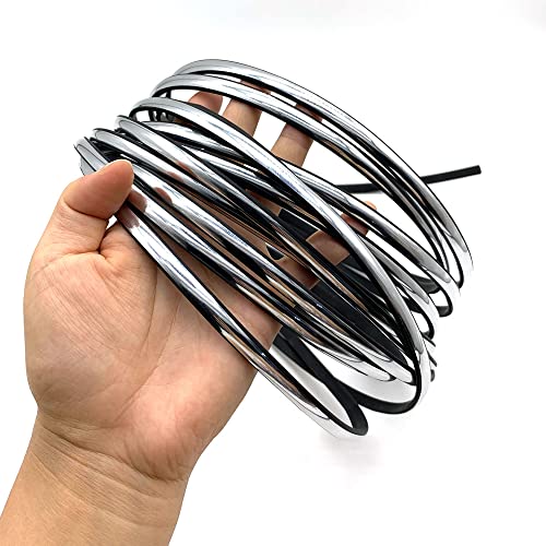 16Ft(5M) Glossy Automotive Edge Trim Chrome Automotive Molding Trim Strip Anti-Collision Strip Car Door Edge Guard With Built-In Self-Adhesive Tape Fit For Most Car (Silver) #TOP5