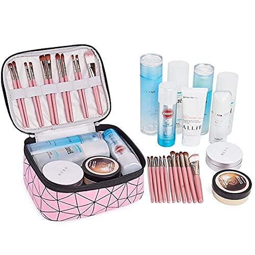 Image of Travel Cosmetic Makeup Case Wash Organizer Storage & Toiletry Bag Pouch for Women Inner Ware Organizer (2 Layer Heavy Pink)