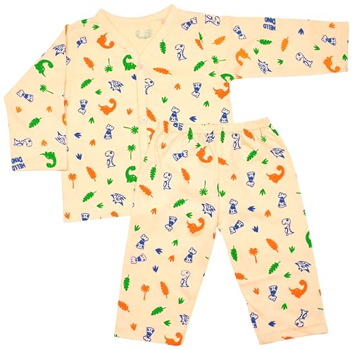 Image of Dreamee Fashions - Newborn Baby Boys and Baby Girls Full Sleeve Dress Sets, 100% Cotton Jhabla Sets, Pack of 3 (Prints May Vary)