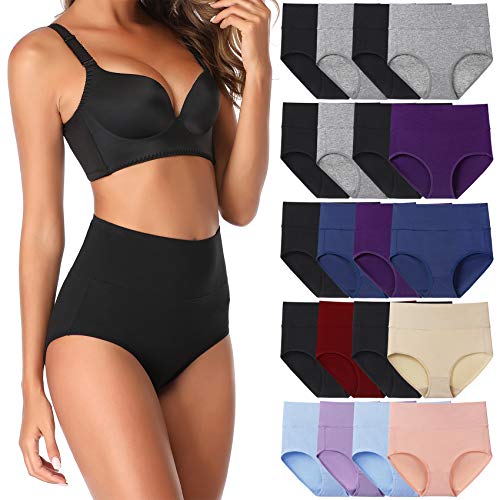 Image of Womens Underwear,Cotton Mid Waist No Muffin Top Full Coverage Brief Ladies Panties Lingerie Undergarments for Women Multipack