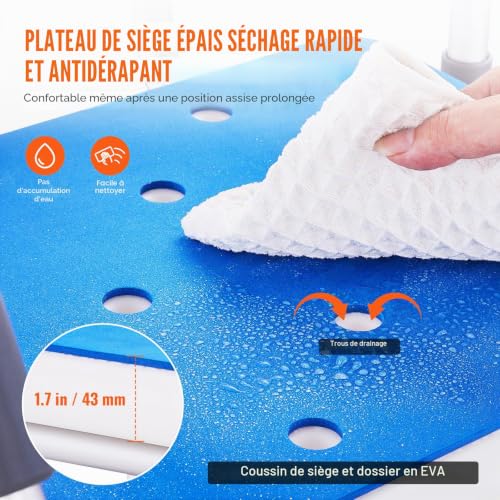 Chaise de douche pivotante 360° réglable VEVOR