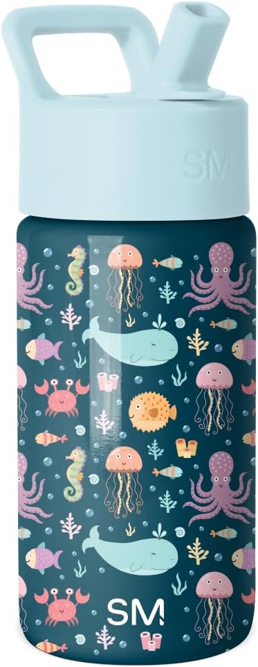 Simple Modern Kids Water Bottle & Toddler Cup | 14oz | Under the Sea | Insulated Stainless Steel Toddler Water Bottle, Kids Tumbler with Straw | Spill Proof for School, Girls, Boys | Under the Sea