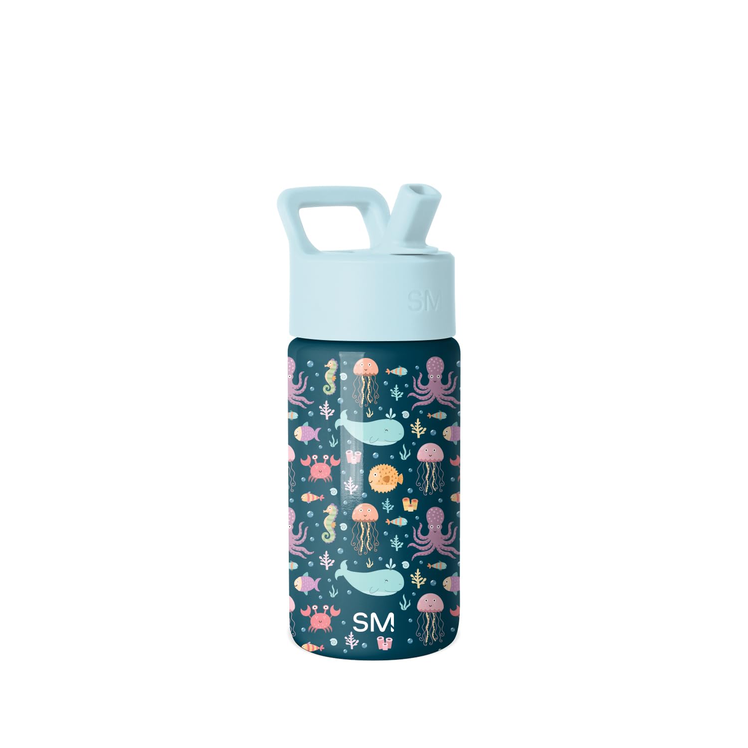 Simple Modern Trinkflasche für Kinder mit Trinkhalm | Isolierter wiederverwendbarer Edelstahlbecher für Jungen und Mädchen Kleinkind | Summit Sammlung | 415ml | Under the Sea
