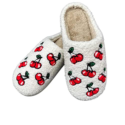 Image of Women's Men's Strawberry Slippers Cute Fruit Home Slippers Winter Fuzzy Memory Foam Fluffy Warm House Shoes